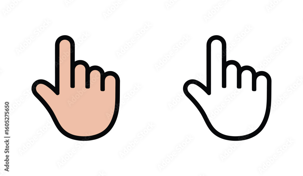 Fototapete Pointer Hand Icons Symbolizing Selection and Interaction in User Interfaces and Computer Systems