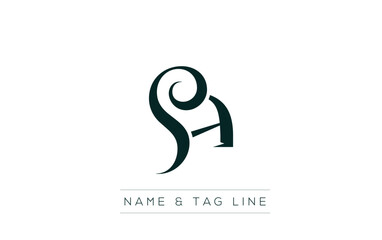SA logo design. A sophisticated, minimalistic logo design featuring golden stylized typography,  perfect for branding concepts emphasizing luxury, professionalism, and contemporary aesthetics.