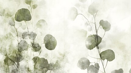 Delicate, muted greenery, soft watercolor