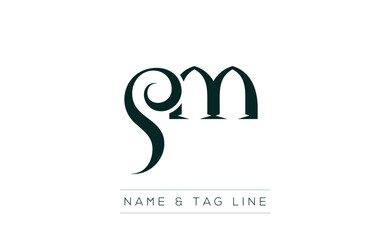 SM logo design. A sophisticated, minimalistic logo design featuring golden stylized typography,  perfect for branding concepts emphasizing luxury, professionalism, and contemporary aesthetics.