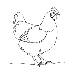 illustration of a chicken or hen. The illustration is a silhouette or outline drawing, with the key features of the bird clearly visible