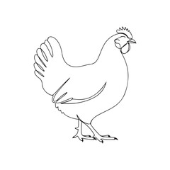 illustration of a chicken or hen. The illustration is a silhouette or outline drawing, with the key features of the bird clearly visible