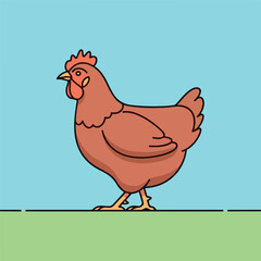illustration of a chicken or hen. The illustration is a silhouette or outline drawing, with the key features of the bird clearly visible