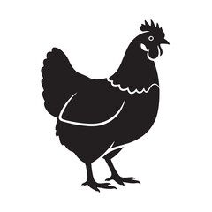 illustration of a chicken or hen. The illustration is a silhouette or outline drawing, with the key features of the bird clearly visible