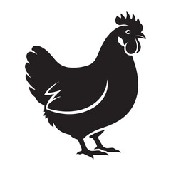 illustration of a chicken or hen. The illustration is a silhouette or outline drawing, with the key features of the bird clearly visible