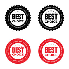Best Choice Badge Label Vector Set – Red and Black Round Stamp Icons for Premium Product, Quality Guarantee, Marketing and Packaging