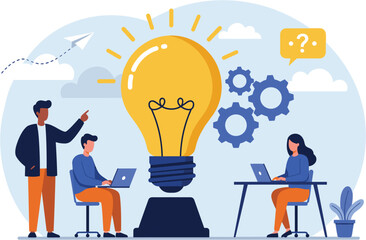 Businessman holding a shining lightbulb, symbolizing a bright business idea and innovative solution