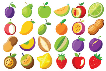 Colorful assortment of fresh fruits and nuts
