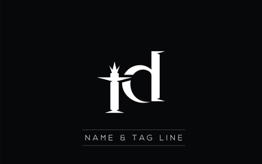 TD logo design. A sophisticated, minimalistic logo design featuring golden stylized typography,  perfect for branding concepts emphasizing luxury, professionalism, and contemporary aesthetics.