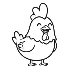 illustration of a chicken or hen. The illustration is a silhouette or outline drawing, with the key features of the bird clearly visible