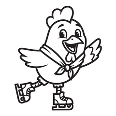 illustration of a chicken or hen. The illustration is a silhouette or outline drawing, with the key features of the bird clearly visible