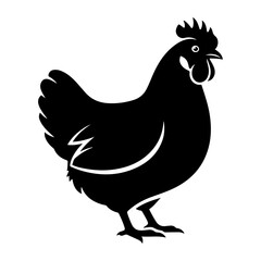 illustration of a chicken or hen. The illustration is a silhouette or outline drawing, with the key features of the bird clearly visible