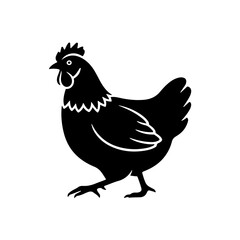 illustration of a chicken or hen. The illustration is a silhouette or outline drawing, with the key features of the bird clearly visible