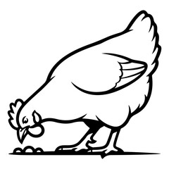 illustration of a chicken or hen. The illustration is a silhouette or outline drawing, with the key features of the bird clearly visible