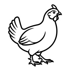illustration of a chicken or hen. The illustration is a silhouette or outline drawing, with the key features of the bird clearly visible