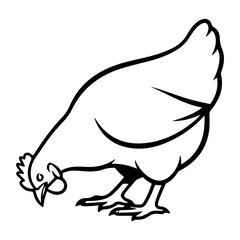 illustration of a chicken or hen. The illustration is a silhouette or outline drawing, with the key features of the bird clearly visible