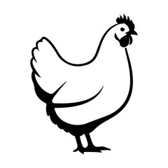 illustration of a chicken or hen. The illustration is a silhouette or outline drawing, with the key features of the bird clearly visible