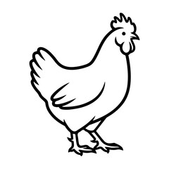 illustration of a chicken or hen. The illustration is a silhouette or outline drawing, with the key features of the bird clearly visible