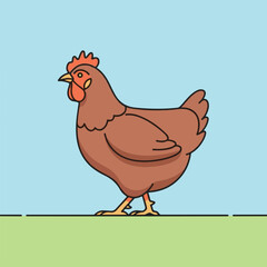 illustration of a chicken or hen. The illustration is a silhouette or outline drawing, with the key features of the bird clearly visible