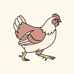 illustration of a chicken or hen. The illustration is a silhouette or outline drawing, with the key features of the bird clearly visible