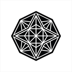Black Hexagon Geometry Line Art Vector