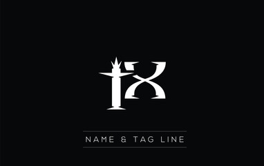 TX logo design. A sophisticated, minimalistic logo design featuring golden stylized typography,  perfect for branding concepts emphasizing luxury, professionalism, and contemporary aesthetics.