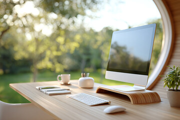 Capsule workspace offers a serene environment for productivity in a park setting
