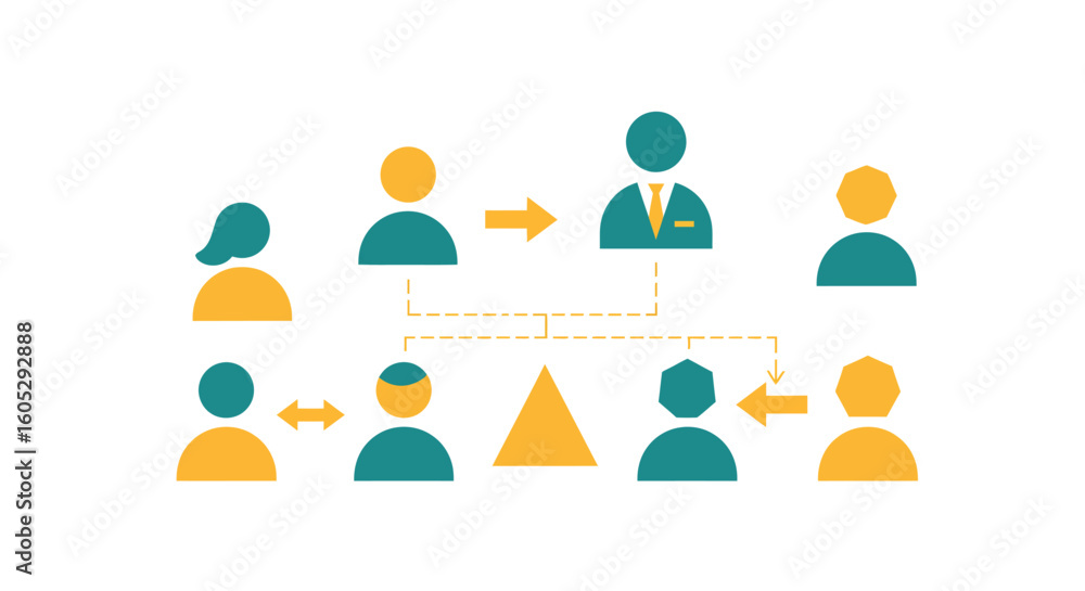 Aufkleber abstract teamwork diagram: business hierarchy and communication flow concept