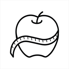  Fitness Apple Measurement Line Art Symbol