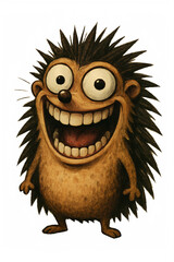 Obraz premium Adorable funny cartoon hedgehog character with a huge happy smile art