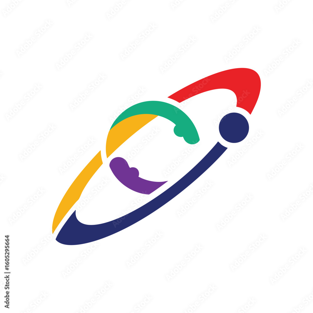 Aufkleber global connection abstract icon. vibrant multicolored graphic symbolizing worldwide unity and innova