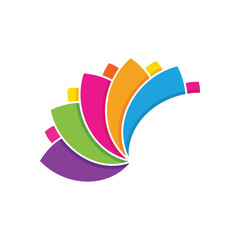 Dynamic Colorful Abstract Fan. A vivid array of multi-hued shapes forms an uplifting visual, representing growth and innovation. This conceptual illustration conveys energy and harmony.