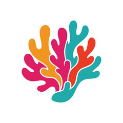Vibrant Abstract Coral Art. Lively illustration of organic aquatic forms in bright pink, orange, red, and teal. This design symbolizes nature's growth, diversity, and fluid beauty.