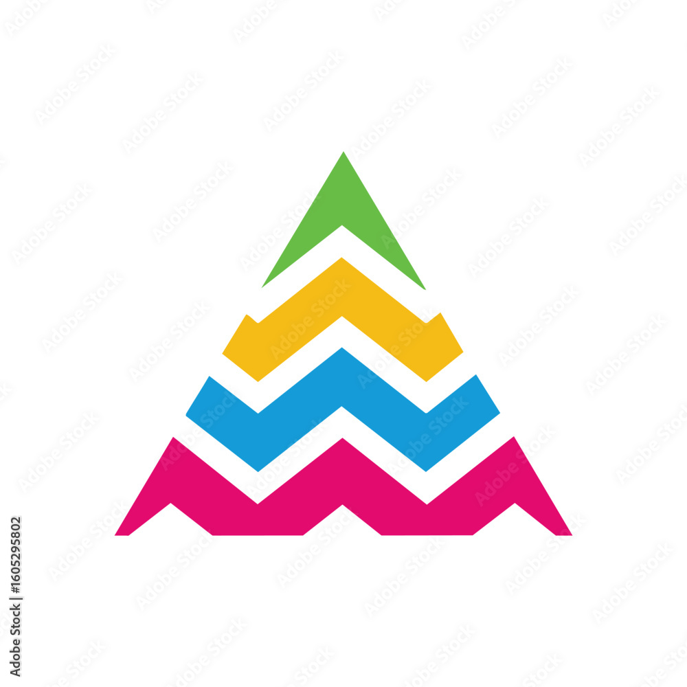 Aufkleber abstract geometric growth symbol. a vibrant design featuring ascending, multicolored zigzag patterns