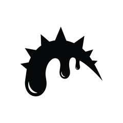 Spiked Crown Dripping Liquid. Iconic symbol of anguish and sacrifice. A sharp, thorny contour with a dark substance flowing, representing torment, pain, or religious devotion.