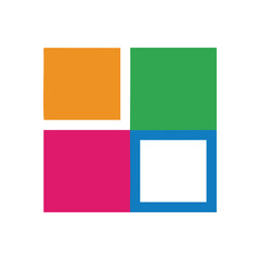 Vibrant Geometric Pattern. Bright squares and a framed empty space create a dynamic arrangement. Represents connection, progress, and innovative solutions.