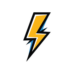 Dynamic Yellow Lightning Bolt Icon. A striking golden thunderbolt graphic, depicting electricity, strength, and rapid progress. This vibrant emblem conveys immense power and speed.