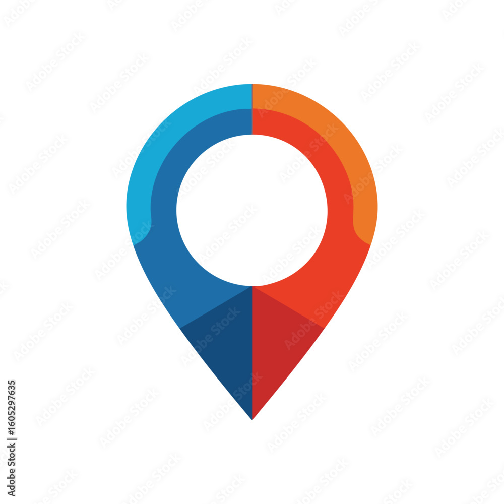 Poster colorful location pin icon. vibrant map pointer graphic with a modern design. this multi-hued emblem