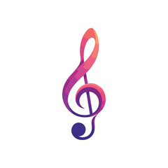 Fototapeta premium Vibrant Gradient Treble Clef Art. This lively musical symbol features a beautiful chromatic blend, embodying the essence of melodic harmony and creative expression. It inspires joyful sound.