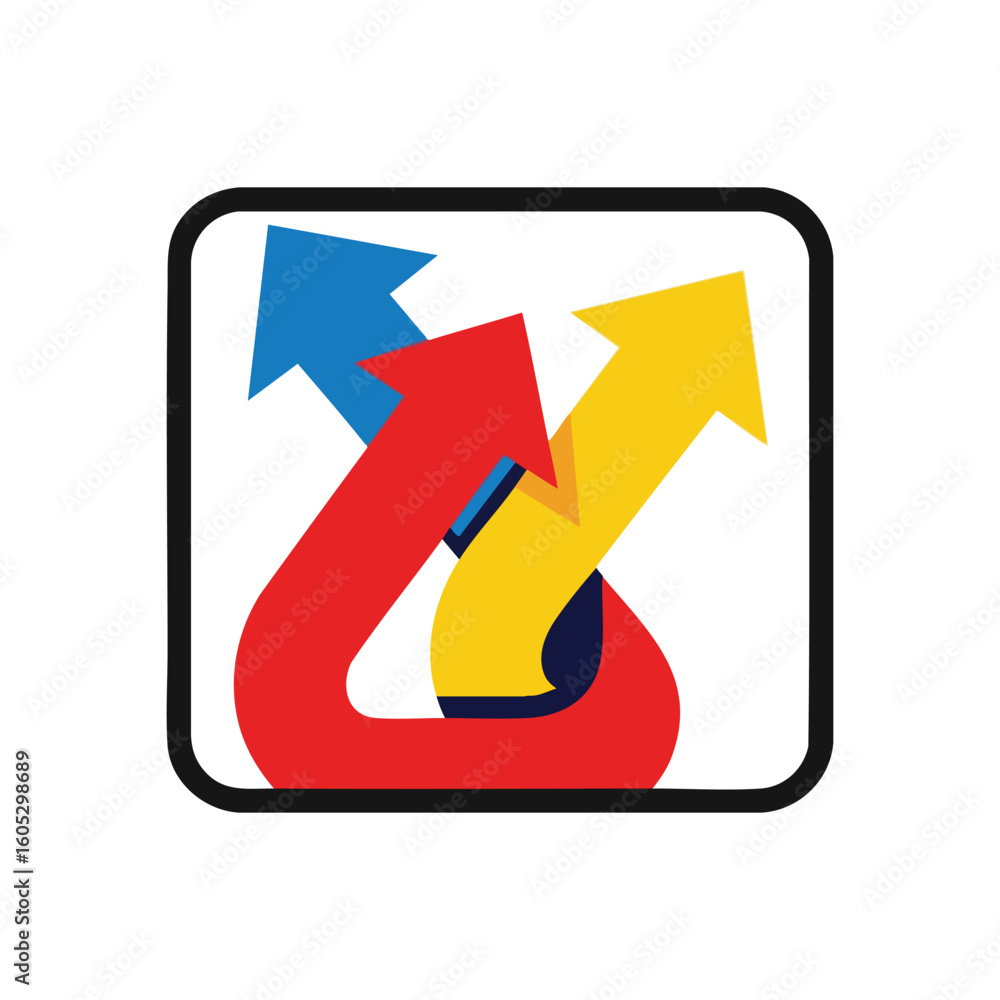 Aufkleber dynamic directional arrows. vibrant pointers depict intricate pathways, symbolizing interconnected p