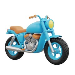 3D motorcycle with orange accents isolated on white background