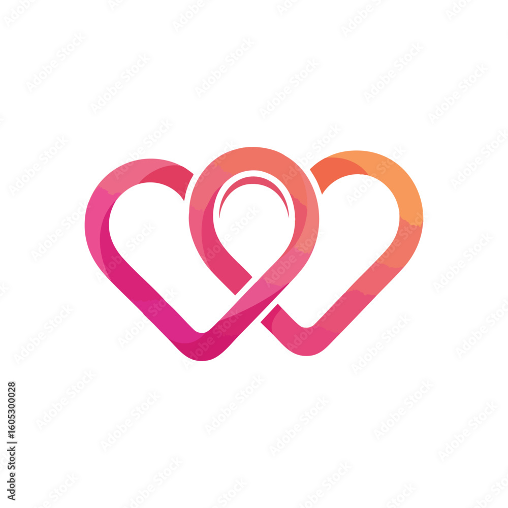 Poster gradient heart location link icon. vibrant art piece blending two affection symbols with a central n