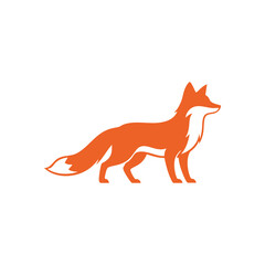 Obraz premium Elegant Fox Animal Symbol. This sleek, vibrant canine emblem captures the essence of agility and wisdom. Ideal for branding, representing nature, wildlife, intelligence, or speed.