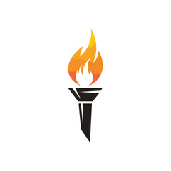 Vibrant Torch Flame Icon. Striking blazing symbol of triumph and enlightenment. This luminous graphic conveys enduring hope and inspiring progress, representing leadership.