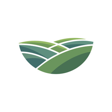 Verdant Hills Agricultural Symbol. Stylized illustration of undulating terrain, signifying natural growth and environmental prosperity. Ideal for sustainable branding.