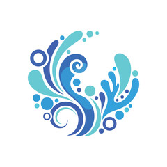 Aqua Flow Splash Abstract Symbol. Captivating illustration in cerulean and cyan shades, portraying liquid movement and purity. Embodies refreshing vitality and ecological harmony.