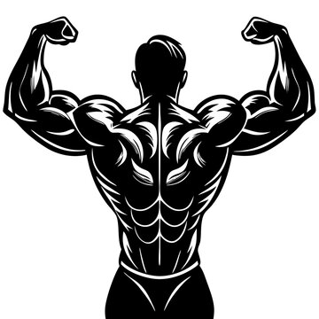 recommend clip art: Bodybuilder Flexing Muscles Silhouette Vector