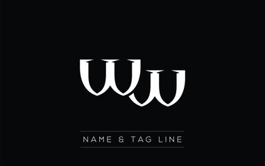 WW logo design. A sophisticated, minimalistic logo design featuring golden stylized typography, perfect for branding concepts emphasizing luxury, professionalism, and contemporary aesthetics.