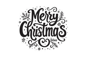 Elegant merry christmas hand lettering with festive flourishes