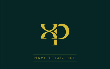 XP logo design. A sophisticated, minimalistic logo design featuring golden stylized typography,  perfect for branding concepts emphasizing luxury, professionalism, and contemporary aesthetics.